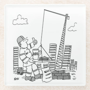 Building Site Overhead Crane Operator Glass Coaster