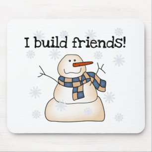 Building Snow Friends Tshirts and Gifts Mouse Pad