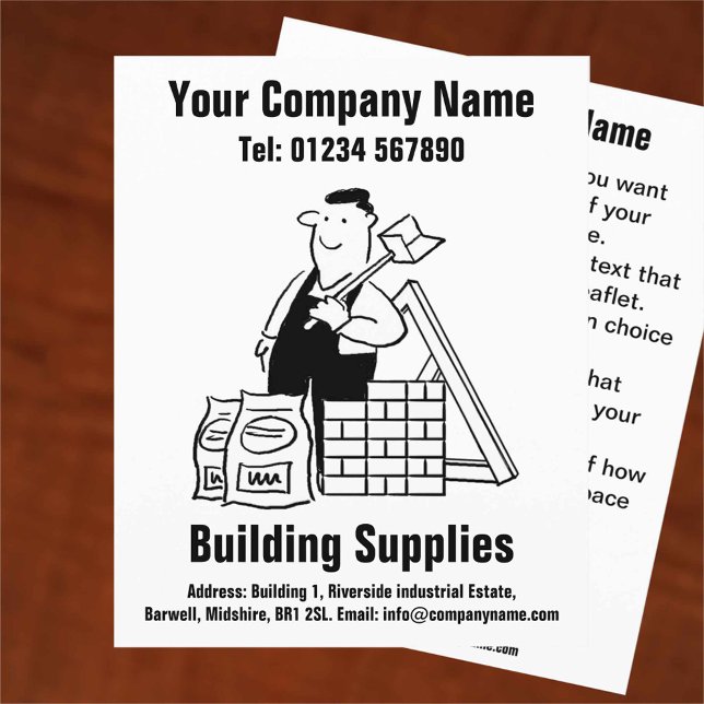 Building Supplies Cartoon Design Flyer (Creator Uploaded)