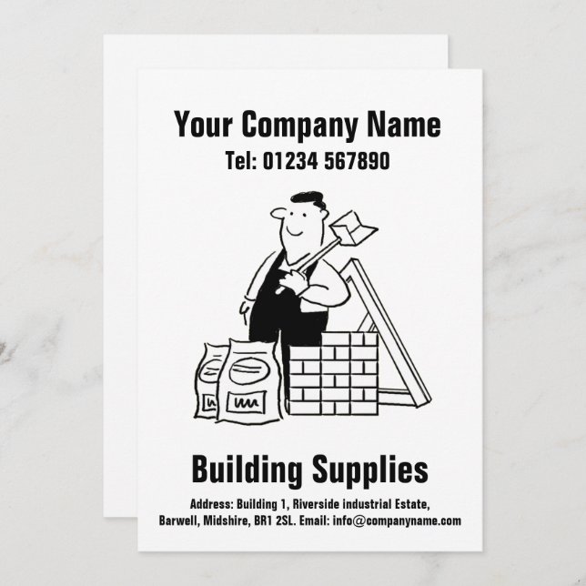 Building Supplies Cartoon Design Holiday Card (Front/Back)