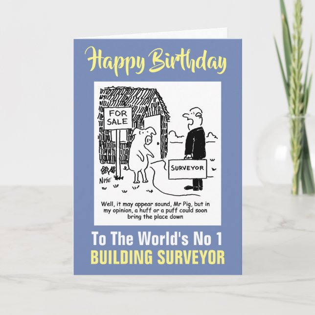 Building Surveyor looks at Mr Pig's house Card (Front)