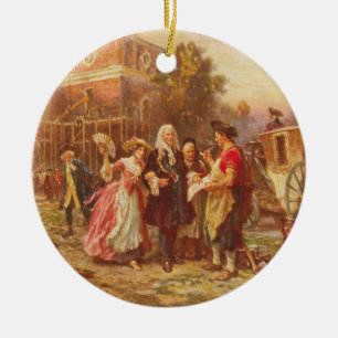 Building the Cradle of Liberty Jean Gerome Ferris Ceramic Tree Decoration