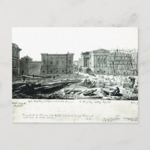 Building the New Gallery of the British Museum Postcard