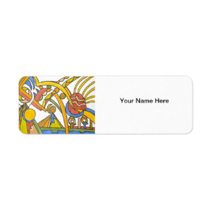 Building The Pyramids-Abstract Ink Doodle Art Return Address Label