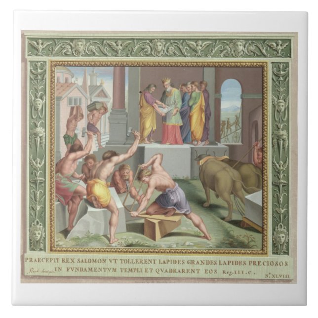 Building The Temple of Solomon, illustration from Ceramic Tile (Front)