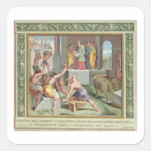 Building The Temple of Solomon, illustration from Square Sticker
