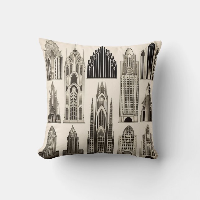 Buildings 2 - Art Deco Pattern Blend Throw Pillow (Front)