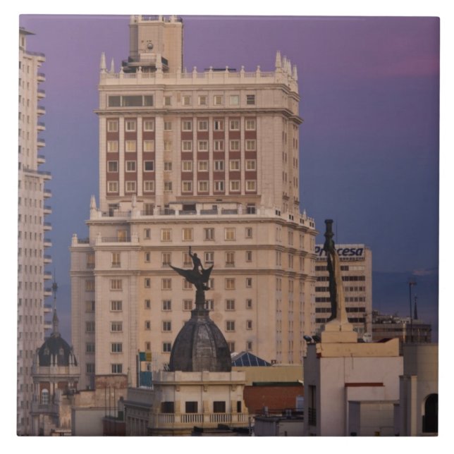 Buildings along Gran Via and Edificio Espana Ceramic Tile (Front)