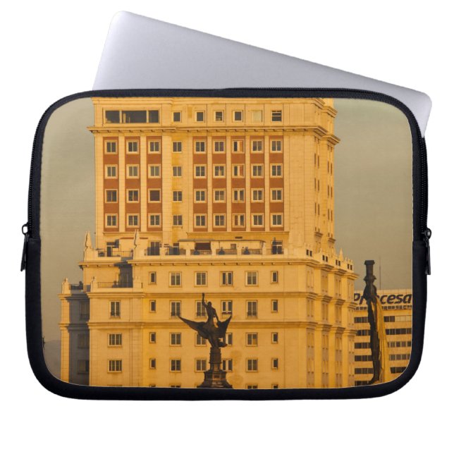 Buildings along Gran Via and Edificio Espana Laptop Sleeve (Front)