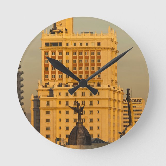 Buildings along Gran Via and Edificio Espana Round Clock (Front)