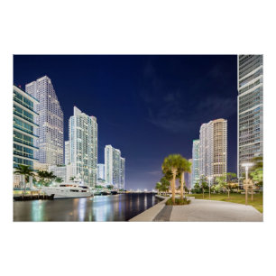 Buildings along the Miami River Riverwalk Poster