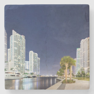 Buildings along the Miami River Riverwalk Stone Coaster
