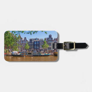 Buildings and canal in Amsterdam, Netherlands Luggage Tag