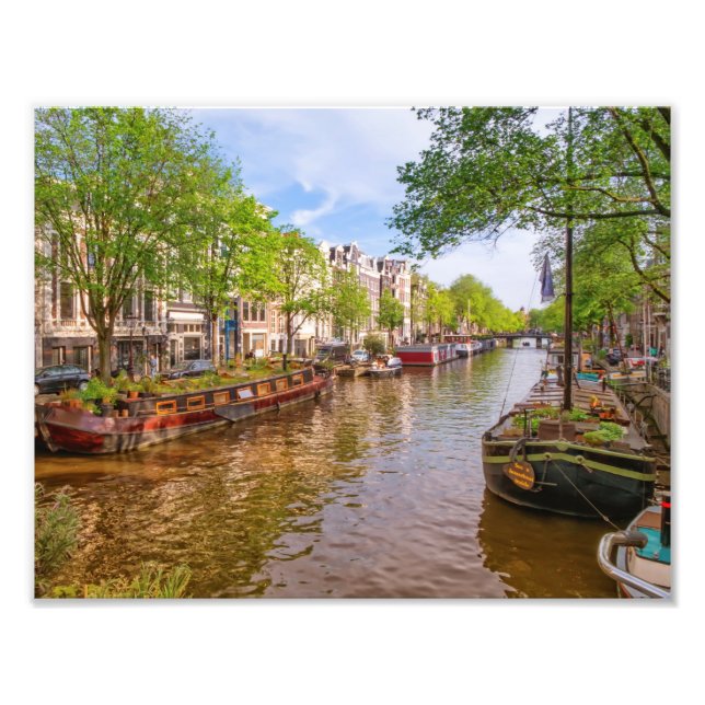 Buildings and canal in Amsterdam, Netherlands Photo Print (Front)