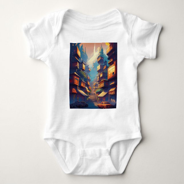 Buildings Baby Bodysuit (Front)