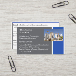 Buildings Contractor Building Construction Crane Business Card