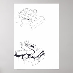 Building's Games Drawing 7 with B and A Monogram P Poster