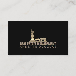 Buildings gradient gold art cover black edit business card
