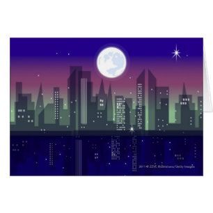 Buildings lit up at night