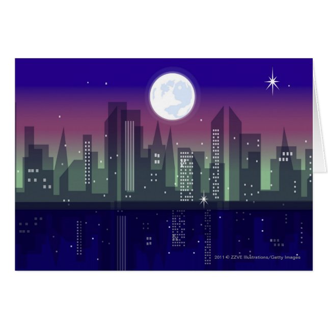 Buildings lit up at night (Front Horizontal)