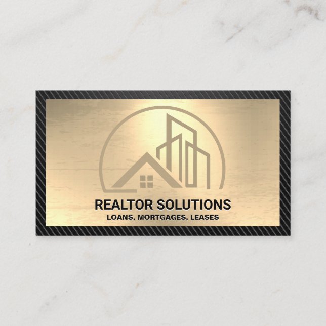 Buildings Logo | Gold | Carbon Fibre Business Card (Front)