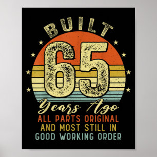 Built 65 Years Ago Funny 65th Birthday Vintage 196 Poster