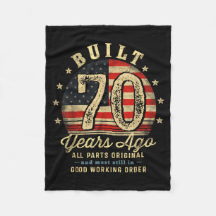 Built 70 Years Ago Funny 70th Birthday Usa Flag Fleece Blanket