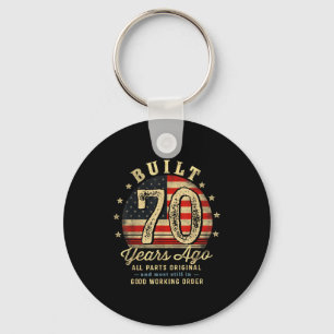 Built 70 Years Ago Funny 70th Birthday Usa Flag  Key Ring