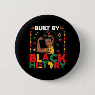 Built By Black History Month Strong African Pride 6 Cm Round Badge
