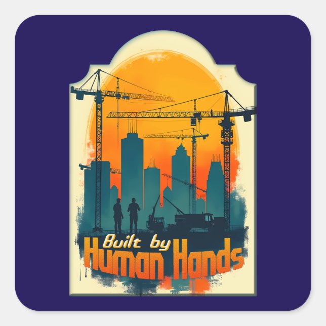 Built by Working Hands Labor Day Construction Desi Square Sticker (Front)