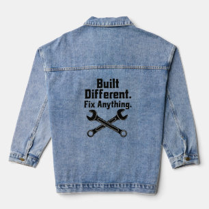 Built Different Fix Anything Mechanic Wrench Denim Jacket
