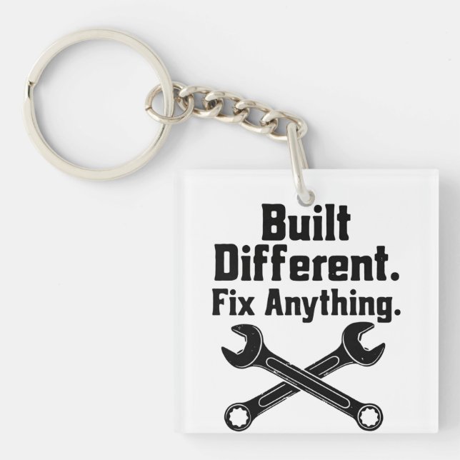 Built Different Fix Anything Mechanic Wrench  Key Ring (Front)