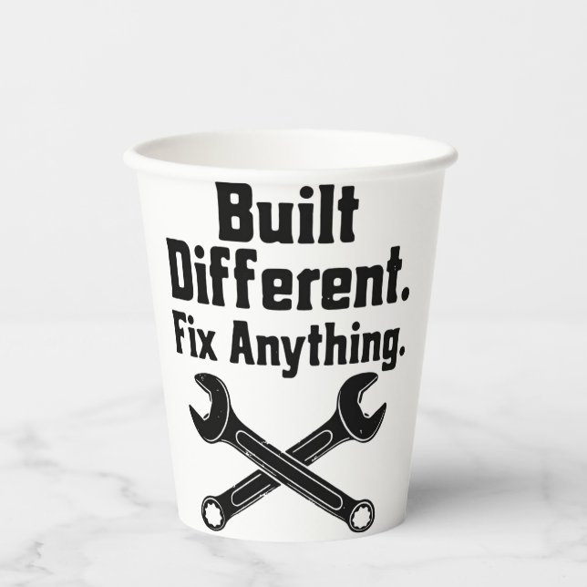 Built Different Fix Anything Mechanic Wrench  Paper Cups (Front)