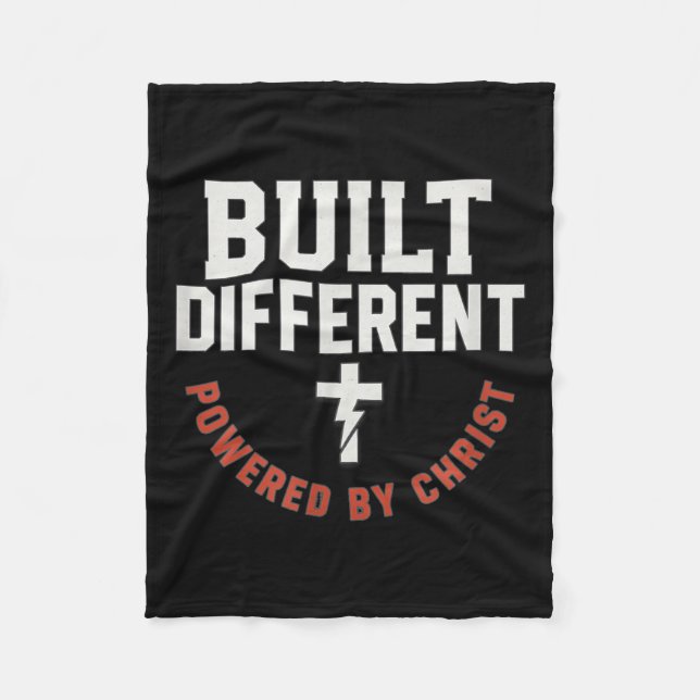 Built Different Powered By Christ Christian Philip Fleece Blanket (Front)