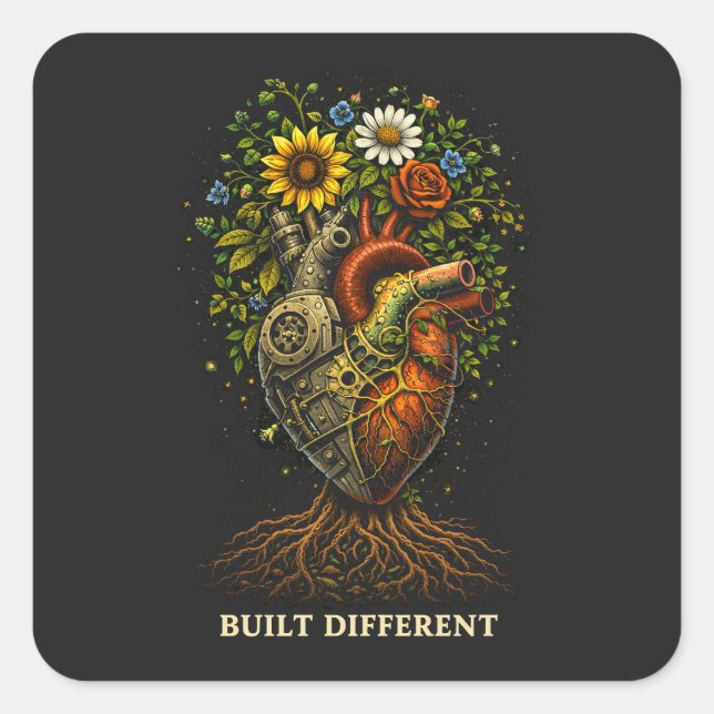 Built Different Square Sticker (Front)