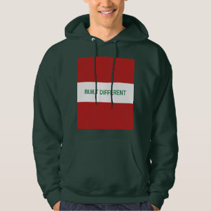 Built Different White Box Logo Green Hoodie