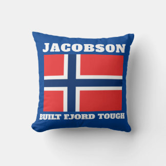 "Built Fjord Tough" and Norwegian Flag  Cushion