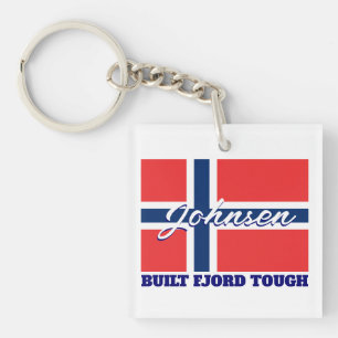 "Built Fjord Tough" and Norwegian Flag Key Ring