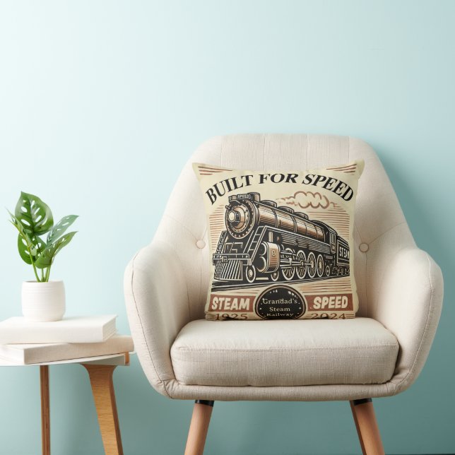 Built for Speed – Customizable Steam Train  Cushion (Chair)