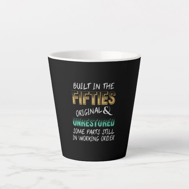 Built in the fifties latte mug (Front)