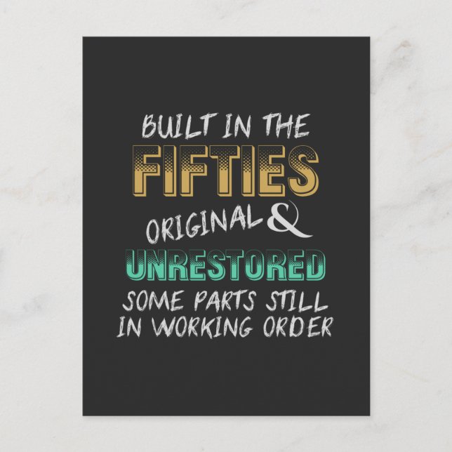 Built in the fifties postcard (Front)