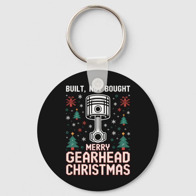 Built Not Bought Piston Funny Merry Gearhead Chris Key Ring (Front)