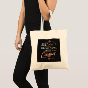 Built on Faith Driven by Purpose Motivational Tote Bag