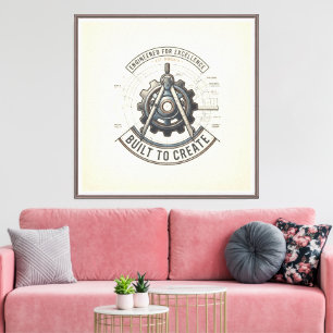 Built To Create Vintage Engineering Compass & G Canvas Print