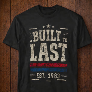 Built to Last Vintage 1983 Distressed Typography R T-Shirt