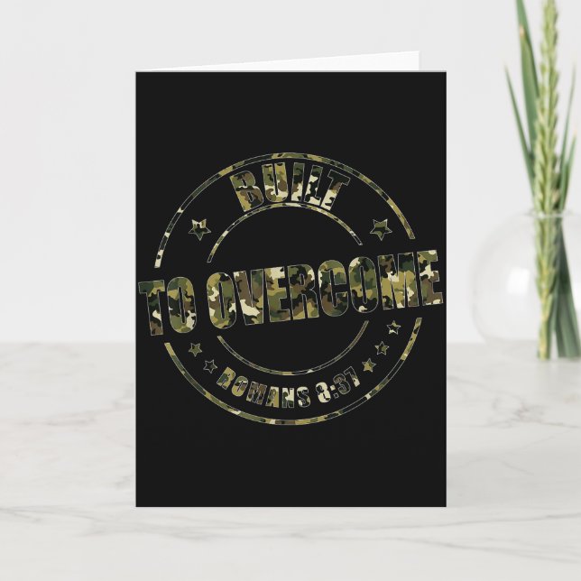 Built To Overcome Camo Christian Workout Scripture Card (Front)