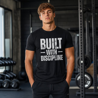 Built With Discipline Gym Motivation Bold Text Tee