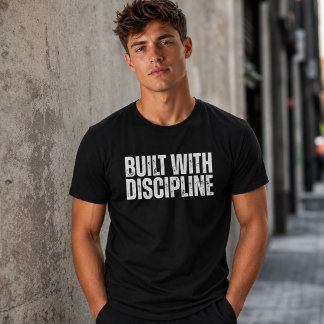 Built With Discipline Gym Motivation Bold Text Tee