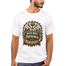 Built With Patience And Sawdust Woodworker Tee