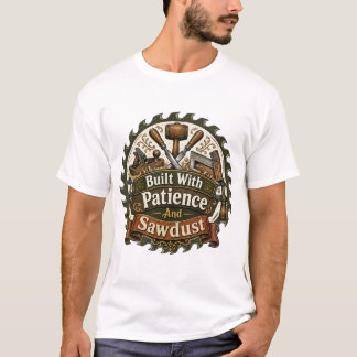 Built With Patience And Sawdust Woodworker Tee